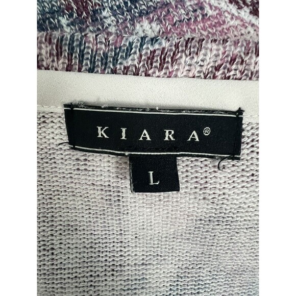 Kiara Multicolor Blouse Size L Chiffon Knit Overlay Aztec Print Long Sleeves Top - Picture 9 of 10